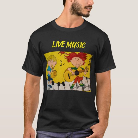 Cartoon mit Live-Musik schwarz T-Shirt (Vorderseite)