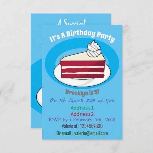 Cartoon mit Rotsamt Einladung (Vorne/Hinten)