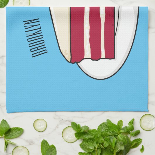 Cartoon mit Rotsamt Geschirrtuch (Gefaltet)