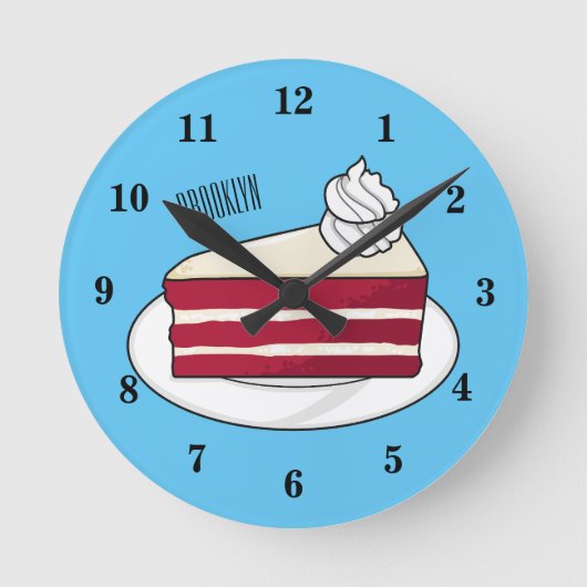 Cartoon mit Rotsamt Runde Wanduhr (Vorderseite)