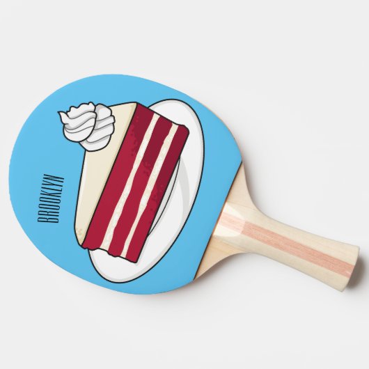 Cartoon mit Rotsamt Tischtennis Schläger (Seitenansicht)