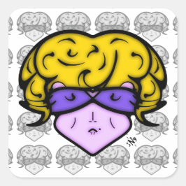 Cartoon mit Schönheitszeichen und Brille v1.1 Quadratischer Aufkleber
