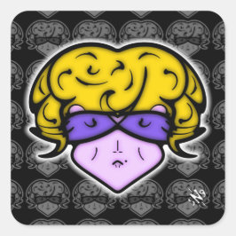 Cartoon mit Schönheitszeichen und Brille v2.1 Quadratischer Aufkleber