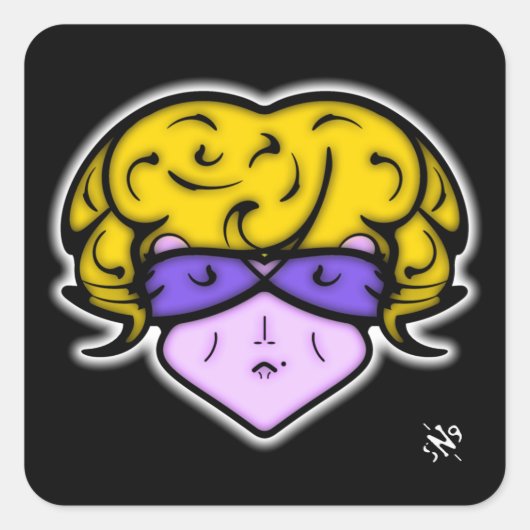 Cartoon mit Schönheitszeichen und Brille v2 Quadratischer Aufkleber (Vorderseite)