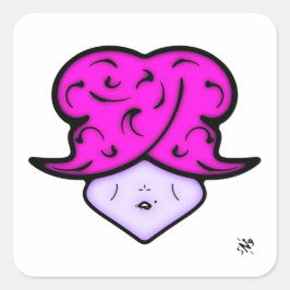 Cartoon mit Schönheitszeichen und Hut v1 Quadratischer Aufkleber