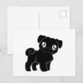 Cartoon mit schwarzem Mops Postkarte (Vorne/Hinten)