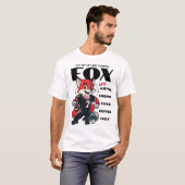 Cartoon mit schwarzem und weißem Clever Foxy T-Shirt (Vorne ganz)