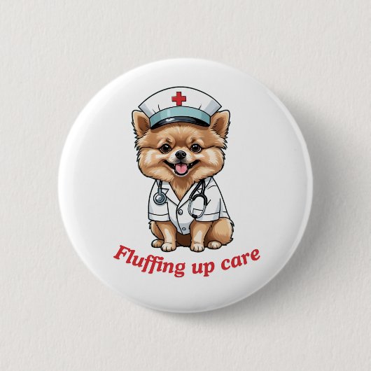 Cartoon mit Spitz Dog Design - Schaltfläche Button (Vorderseite)