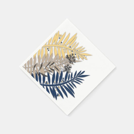 Cartoon mit tropischen Blätter in Beigetönen abstr Serviette (Ecke)