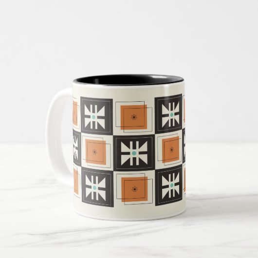 Cartoon Mod Amish Quilt - Monarch Zweifarbige Tasse (Vorderseite Links)