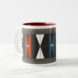 Cartoon MODern Muster - Rot, Weiß, Blau Zweifarbige Tasse