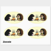 Cartoon-Mole und Igel Ovaler Aufkleber (Blatt)