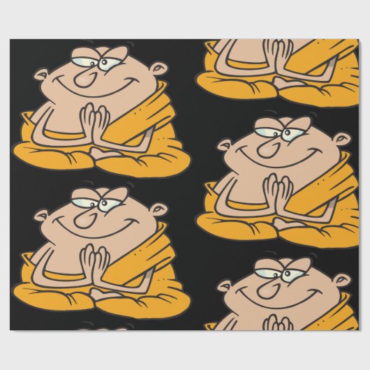 Cartoon Monk Meditation Geschenkpapier (Flach)