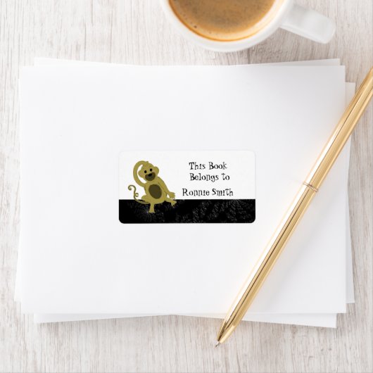 Cartoon Monkey Buchzeichen Adressaufkleber (Insitu)