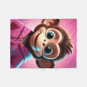 Cartoon Monkey Fleece Blanket (Vorderseite (Horizontal))