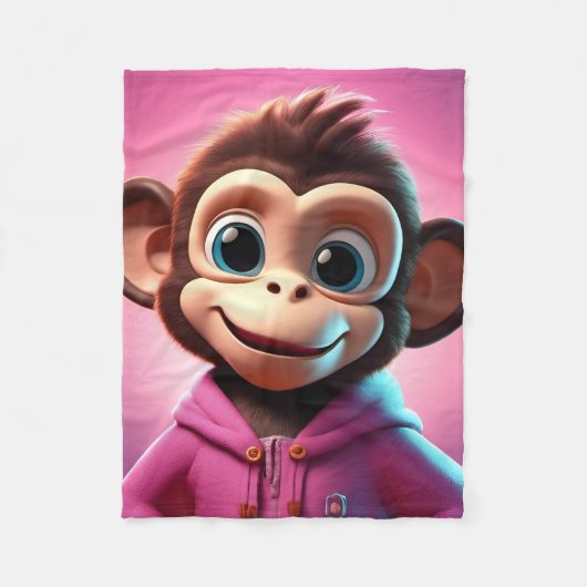 Cartoon Monkey Fleece Blanket (Vorderseite)