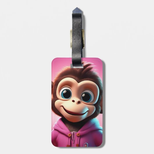 Cartoon Monkey Gepäckmarke Gepäckanhänger (Rückseite vertikal)