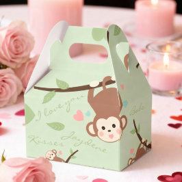 Cartoon Monkey Pastel Green Favor Box Geschenkschachtel
