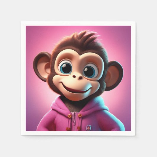 Cartoon Monkey Standard Cocktail Napkins Serviette (Vorderseite)