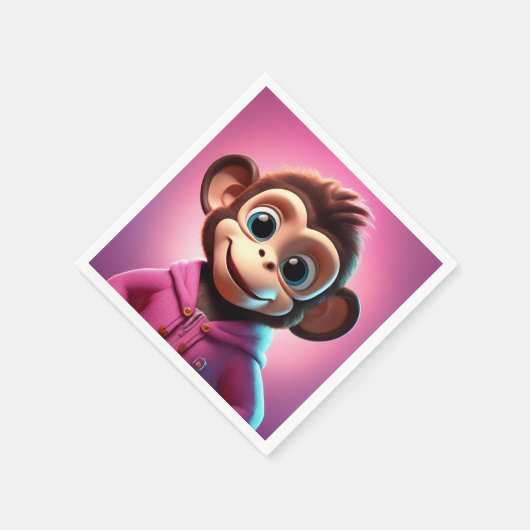 Cartoon Monkey Standard Cocktail Napkins Serviette (Ecke)