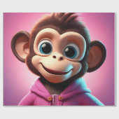 Cartoon Monkey Wrapping Paper Geschenkpapier (Flach)