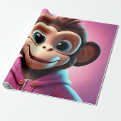 Cartoon Monkey Wrapping Paper Geschenkpapier (Ungerollt)