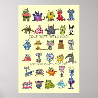 Cartoon MonSTARS Gelbes Personalisiertes Poster