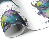 Cartoon Monster Design Geschenkpapier (Rolleneckpunkt)