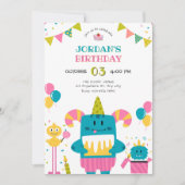 Cartoon-Monster Geburtstag Einladung (Vorderseite)