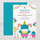 Cartoon-Monster Geburtstag Einladung (Vorne/Hinten)