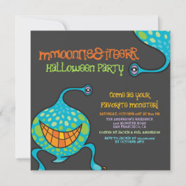 Cartoon Monster Green Alien Kid's Halloween-Party Einladung