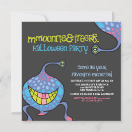 Cartoon Monster Lila Alien Kids Halloween-Party Einladung