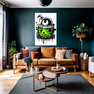 Cartoon-Monster mit einem Auge Art der AI Poster