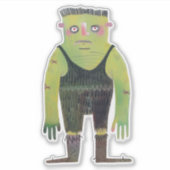 Cartoon-Monster mit grüner Haut Aufkleber (Vorderseite)