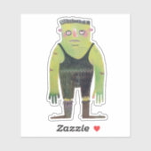 Cartoon-Monster mit grüner Haut Aufkleber (Blatt)