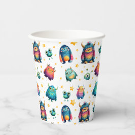 Cartoon Monster Pattern Kindergebärden Pappbecher