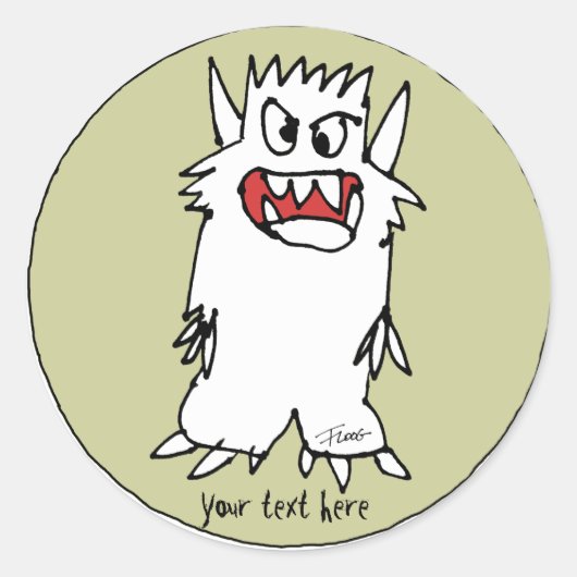 Cartoon-Monster-personalisierte runde Aufkleber (Vorderseite)