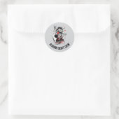 Cartoon Monster Roller Skating Runder Aufkleber (Tasche)