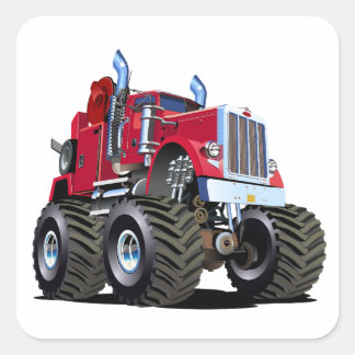 Cartoon Monster tow truck Quadratischer Aufkleber