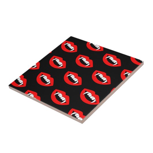 Cartoon Monster Vampir Lippen scharfe Zähne Fangge Fliese (Seite)