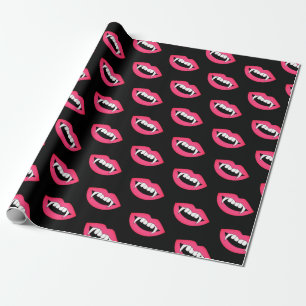 Cartoon Monster Vampir Lippen scharfe Zähne Fangge Geschenkpapier