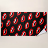 Cartoon Monster Vampir Lippen scharfe Zähne Fangge Strandtuch (Vorderseite)