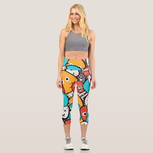 Cartoon Monsters Capri Leggings (Vorderseite)