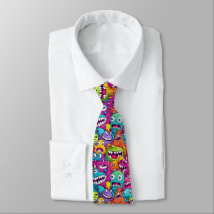 Cartoon Monsters Necktie Krawatte