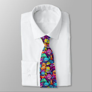 Cartoon Monsters Necktie Krawatte