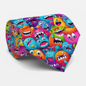 Cartoon Monsters Necktie Krawatte (Gerollt)