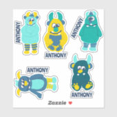 Cartoon Monsters Personalisiert Sticker Set (Blatt)