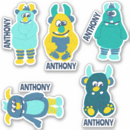 Cartoon Monsters Personalisiert Sticker Set