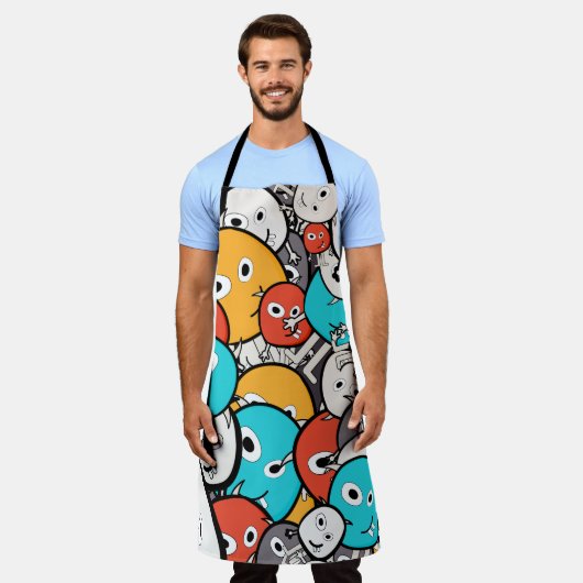 Cartoon Monsters Schürze (Getragen)
