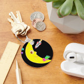 Cartoon Moon Rocket Schlüsselanhänger